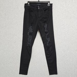Flying Monkey Distressed Jeans Size 27 Black Skinny Stretch Denim Womens